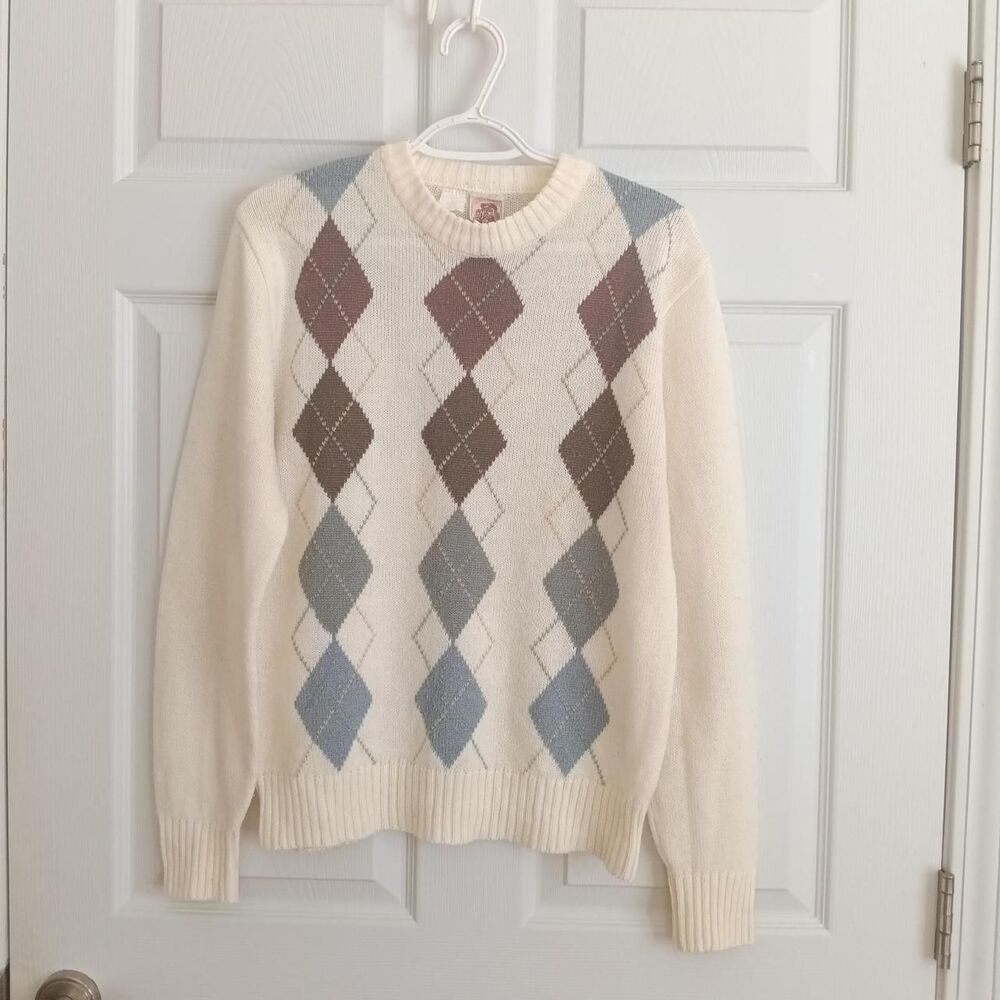 Vintage Kennington Ltd California Argyle Crewneck Knit Sweater Small